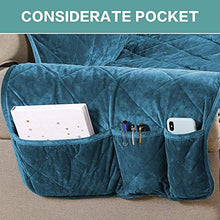 Torlia Fodera per Divano Reclinabile in Velluto,Copripoltrona Copri Poltrona Relax Copridivano,Resistente allo Scivolamento con Cinghie Elastiche Fodera per Divano-blu pavone_3 posti