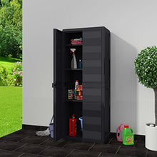 Armadietto da giardino, per esterni, con 3 ripiani, per patio o garage (colore: nero)