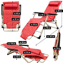 AMANKA Sedia Reclinabile con Materassino e Cuscino - 178cm Lettino da Giardino Sedia da Sole Rosso