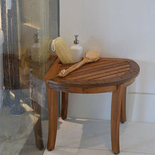 Sgabello per bagno angolare in legno di teak massiccio 64 x 58 x 44 cm