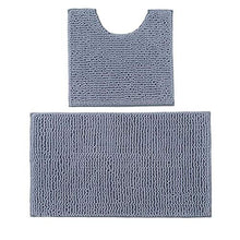 Set da bagno rettangolare in due pezzi a forma di U Tappeto da bagno indossabile lavabile Tappeto per la casa per il bagno(Dark gray)