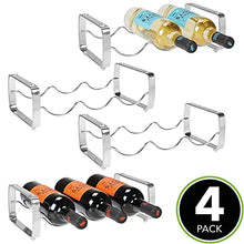 mDesign Set da 2 scaffali per bottiglie di vino impilabili – Portabottiglie in metallo per 3 bottiglie ciascuno – Organizer metallo per ogni tipo di bottiglia – grigio scuro