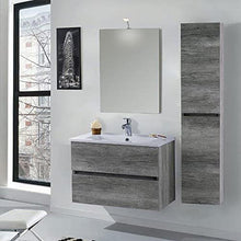 mazzoni Mobile da Bagno Sospeso 80cm Colonna P18cm Maiorca Light Grigio Cemento