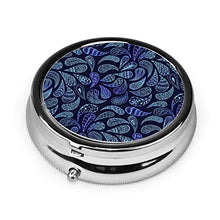 Zen Paisley Blues - Contenitore rotondo per pillole a 3 scomparti, in metallo, per medicina e vitamina