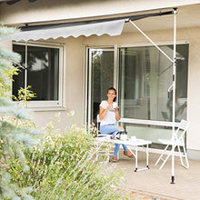 Relaxdays 10023701_832 Tenda da Sole per Balcone a Manovella Regolabile Resistente agli UV Poliestere Larghezza 250 cm Grigio