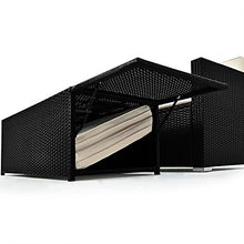 Casaria Divano Lounge 2 Posti Divanetto Nero con Cuscini Panna Pouf Mobile Chaise Longue Mobili Balcone