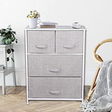 Cassettiera in Tessuto con 4 Cassetti, Mobiletto Organizer in Stoffa Metallo e Legno per Camera da Letto Soggiorno Corridoio, Grigio, 60 x 30 x 79 cm