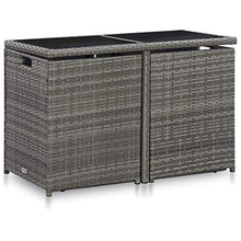 Tidyard Set da Bistrot con Cuscini in Polyrattan,Set Mobili da Giardino Rattan Set Arredamento Giardino, 3pz Tavolo con 2 Sedie con Cuscini Grigio