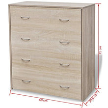 Kshzmoto Comodo comò Interno, Cassettiera in Particelle di Rovere 60 x 30,5 x 71 cm (Lunghezza x Larghezza x Altezza) -con 4 cassetti
