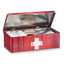 'MEDICINA – Box "First Aid, Metallo, Rosso, rosso/bianco, ca. 26,2 x 13,8 x 8,2 cm