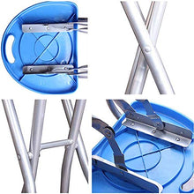 72cm Sgabelli da Bar Pieghevole Pieghevoli con Poggiapiedi,Sedia Alta in Metallo e Plastica,per Cucina Giardino Esterni Festa Sgabello Semicerchio(Blu/Rosso)