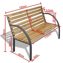 FAMIROSA Panchina da Giardino 120 cm in Legno e Ferro