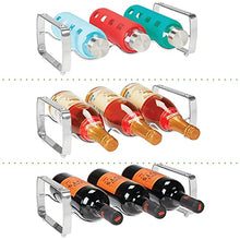 mDesign Set da 2 scaffali per bottiglie di vino impilabili – Portabottiglie in metallo per 3 bottiglie ciascuno – Organizer metallo per ogni tipo di bottiglia – grigio scuro