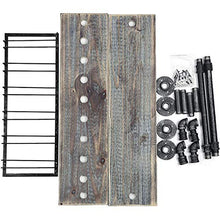 FURVOKIA - Scaffale da parete per vino industriale, rustico, con supporto in vetro, da appendere al muro, a 2 ripiani in legno, per casa, soggiorno, cucina, espositori (61 cm)