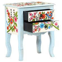 Tidyard Comodino Francese Dipinto a Mano con 2 Cassetti in Legno di Mango e MDF 40x30x50 cm,Comodino Camera da Letto con Cassetti,Comodino Cameretta con Cassetti,Comodino con Cassetti