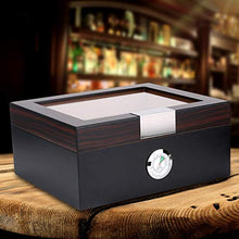 Custodia per humidor per sigari,custodia portatile per sigari in legno di cedro da viaggio portatile con umidificatore digitale,confezione per sigari per uomo e testimoni (nero,30 sigari)