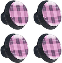 Fantasia scozzese scozzese rosa Pomelli per Porta Set di 4 Pomelli per Mobili Manopole per Cassetti Cucina Armadio Vetro