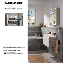 FACKELMANN Set di 3 mobili da bagno Lima, profondità 35 cm, con lavabo in ghisa, 80 cm, con armadietto a specchio a LED
