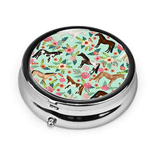 Scatola rotonda per medicina portatile, mini pillole in metallo, dispenser per pillole tascabili, borsa da viaggio, regalo per cavallo, multi cappotto floreale cavalli menta