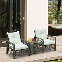 Outsunny Set 2 Poltrone da Giardino e Tavolino Contenitore in Rattan PE e Acciaio, Arredamento da Esterno Grigio e Beige