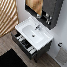 Kiamami Valentina MOBILE BAGNO DA TERRA 80CM GRIGIO INDUSTRIALE E SPECCHIO CONTENITORE | VIENNA
