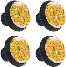 Lama etnica Alpaca Green Cactus Yellow Pomelli per Porta Set di 4 Pomelli per Mobili Manopole per Cassetti Cucina Armadio Vetro