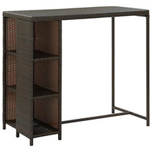 FAMIROSA Tavolo da Bar con Ripiani Marrone 120x60x110 cm in Polyrattan