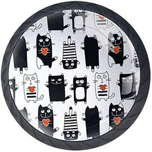Cuore di gatti neri bianchi Pomelli per Porta Set di 4 Pomelli per Mobili Manopole per Cassetti Cucina Armadio Vetro