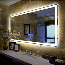 Mirror_60 * 80cm Specchio Bagno a Prova di Esplosione + Specchio di Luce a LED + Smart Audio Bluetooth + Frameless Specchio Anti-Nebbia Bagno + Multi-Funzione
