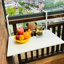 LWZ Tavolo da ringhiera da Balcone Pieghevole Pieghevole, 5 Regolabili in Altezza, Bianco