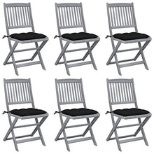 vidaXL Sedie da Giardino Pieghevoli 6pz con Cuscini in Massello Acacia