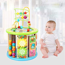 Greatangle Bambini Neonati Multi-Funzione a Sei Lati Grande Perlina Rotonda Scatola del Tesoro Puzzle con Perline Giocattoli per Bambini di 1-2-3 Anni Multicolore
