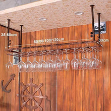 FGDSA Scaffali in Ferro Appeso a mensola per Bicchieri da Vino a soffitto per Bar, portaoggetti in Vetro sospeso (Colore: Bronzo, Dimensioni: 30 * 60 cm)