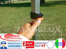Gazebo Giallo 4,5x3 Pieghevole Alluminio a Forbice Ombrello Professionale coldiretti fiere PVC a Fisarmonica piantone Esagonale