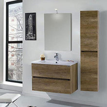 mazzoni Mobile da Bagno Sospeso 100cm Colonna P32cm Maiorca Light Noce Chiaro Frassinato