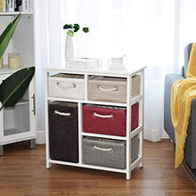 Cassettiera ， Cassettiera in Legno A 3 Ripiani Armadio Rack 5 Cestini Intrecciati in Vimini Organizer in Addit
