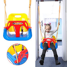 Altalena per bambini 3 in 1 elastico pieghevole per bambini in PP ambientale, dondolo a dondolo sedia a dondolo per esterni (giallo + blu)