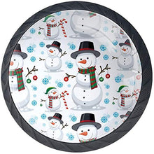 Christmas Snowmen Pattern Blue Snowflake Merry Xmas Pomelli per Porta Set di 4 Pomelli per Mobili Manopole per Cassetti Cucina Armadio Vetro