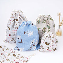 topxingch, Borsa con Chiusura a Cordoncino, in Cotone, con Stampa di Foglie, Fiori, Gatti, Organizer Portatile da Viaggio
