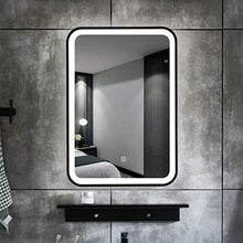 Specchio da Parete a LED, Specchio da Bagno con Luce, Specchio da Trucco/da Barba Rettangolare con Luce Bianca (Nero/Oro)