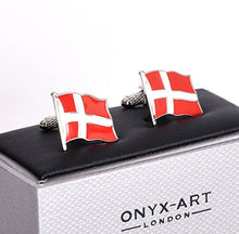 Onyx-Art Cufflinks - Denmark Flag - Danish Flying Flag