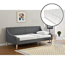 [en.casa] Divano Letto comodissimo in Tessuto Grigio Scuro - con Gambe Effetto Legno - 200cm x 90cm - con Materasso - Arredi Casa