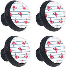 Strisce bianche blu del granchio rosso Pomelli per Porta Set di 4 Pomelli per Mobili Manopole per Cassetti Cucina Armadio Vetro