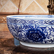Jgophu Lavabo da appoggio in porcellana Lavabo in ceramica blu e bianco