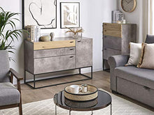 Beliani Credenza Base in Metallo Nero 3 Cassetti Legno Chiaro e Grigio Arietta