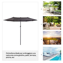 Outsunny Ombrellone Parasole da Giardino Esterno Tessuto Poliestere 4.6 x 2.4m Grigio