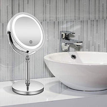 ZCY Specchio per Il Trucco Illuminato bifacciale Europeo con luci e ingrandimento, Specchio ingranditore bifacciale 1x / 10x Touch 7 Pollici
