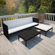 Anself Set Mobili da Giardino,Set divani da Giardino in polirattan con Sofa a 3 posti Nero