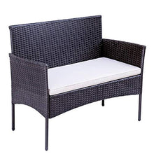 Set di mobili da giardino in polyrattan, per 4 persone, divano e tavolo, con cuscino per il giardino, balcone e terrazza