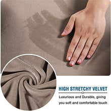 NOPEXTO Fodera per Divano in Velluto,Copridivano Elasticizzato,con 2 Fodere per Cuscino Separate, Protezione per Mobili Antiscivolo Morbida in Peluche (3 Posti (173-229 Cm),Taupe)